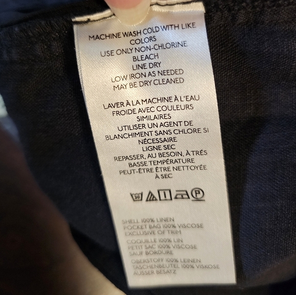 By Anthropologie Women's Linen Shirt-Tie Capri Pants, Black - Picture 13 of 13